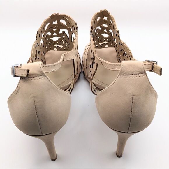 Klub Nico Marcela 3 Laser Cutout Heels Size 11 Nude Nubuck MSRP $225 - Picture 7 of 12